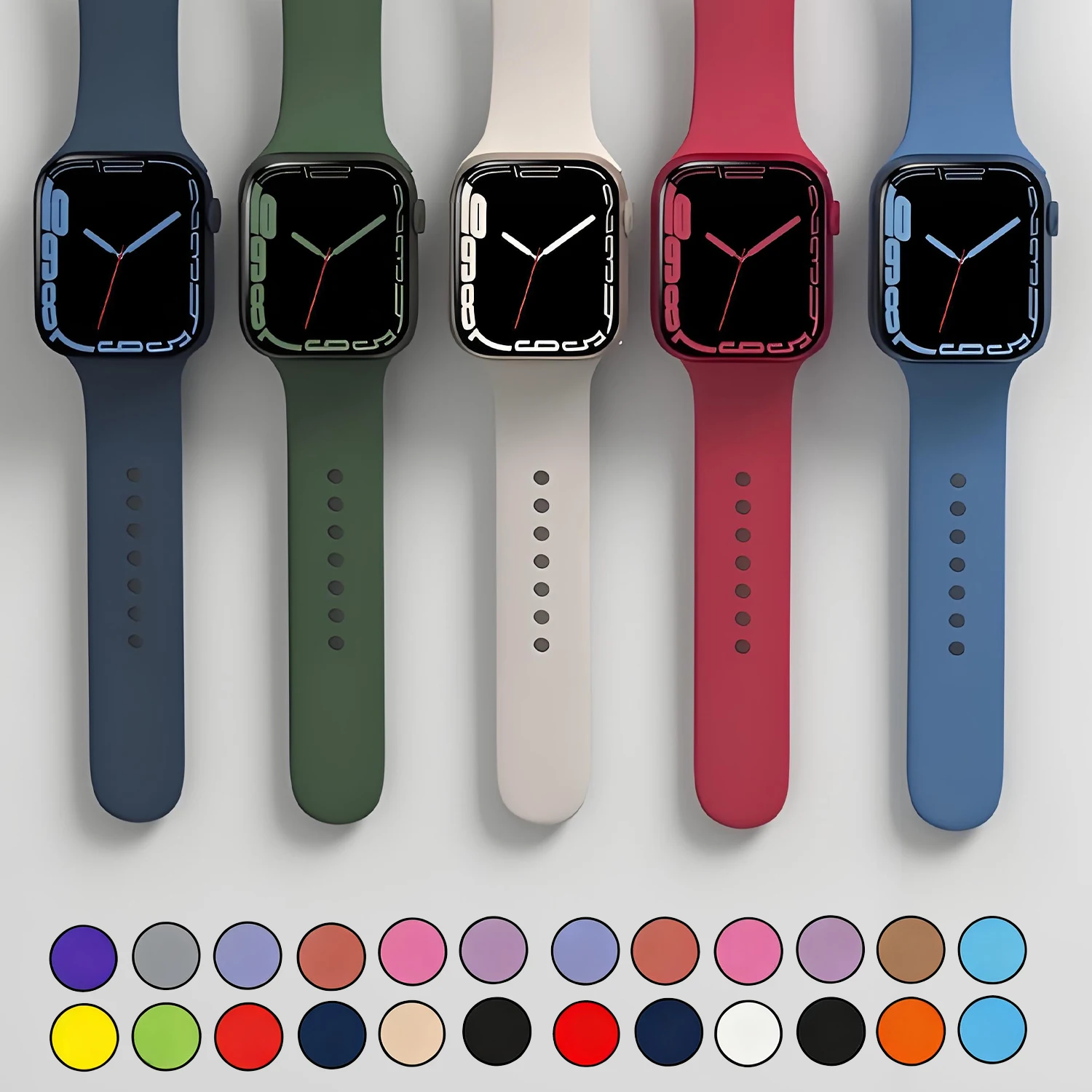 Correa de silicona para Apple Watch Band 46mm 42mm 44mm 45mm 41mm 49mm Correa pulsera iWatch serie 11 10 9 8 7 6 5 SE3 Ultra 2