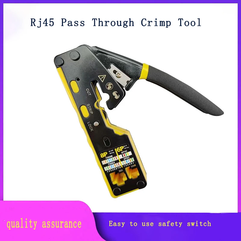 

VANDESAIL Rj45 Pass Through Crimp Tool Cat6 Cat6A Cat5 Cat5e Crimping Tool with 8P/6P Pass Through Ethernet Crimper