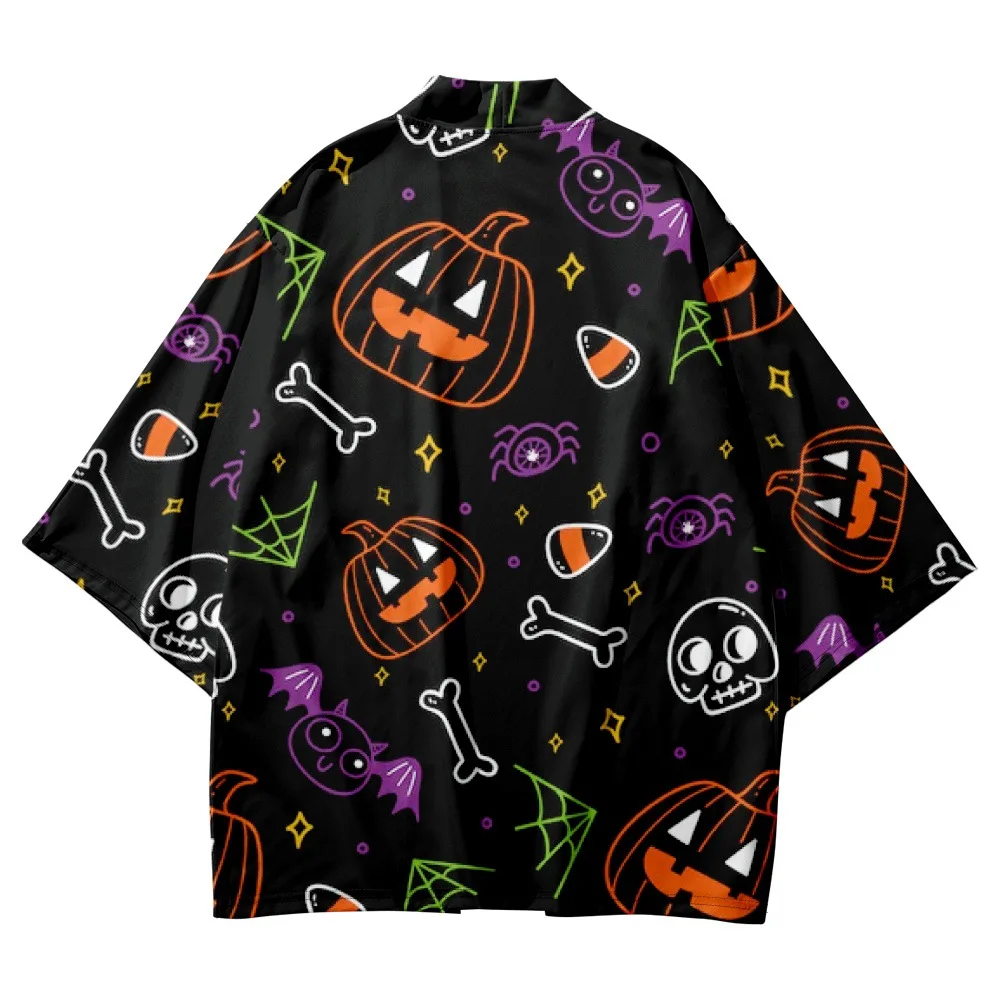 

Halloween Costume Print Cosplay Coat Shirts Women Men Cardigan Beach Yukata Japanese Kimono Casual Traditional Tops