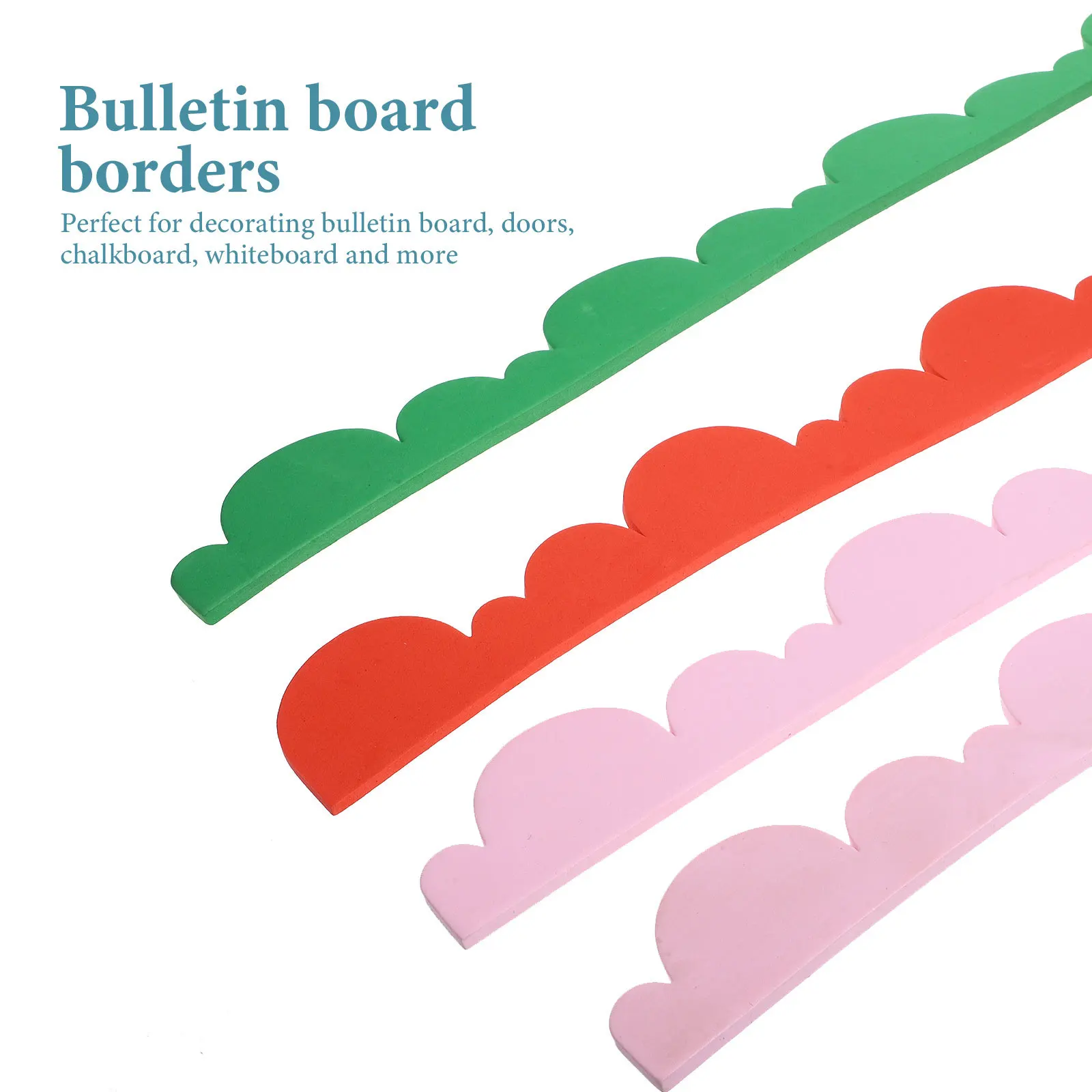 

4 Pcs Classroom Bulletin Decorations Scallop Removable Board Border Black Borders