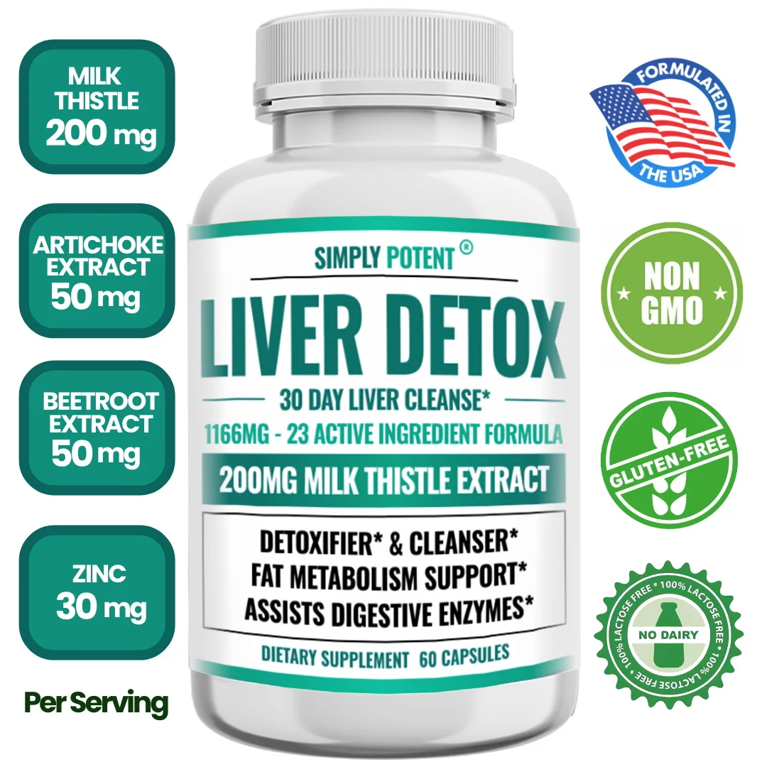 30-Day Effective Liver Detox Supplement - Silymarin, Liver Repair, Fat Metabolism, Cleansing, Detoxification, Digestive Enzymes