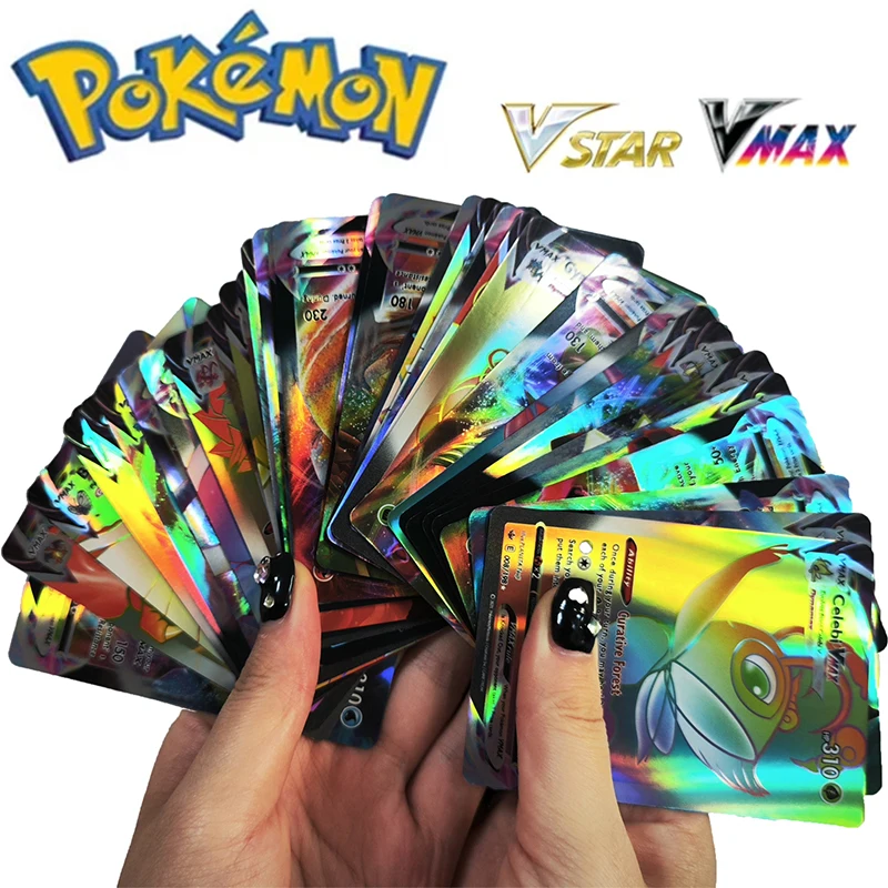 

100-200pcs Pokemon Card Not Repeating Flash EX GX VMAX Collection Cards Game Battle Carte Trading Children Toy