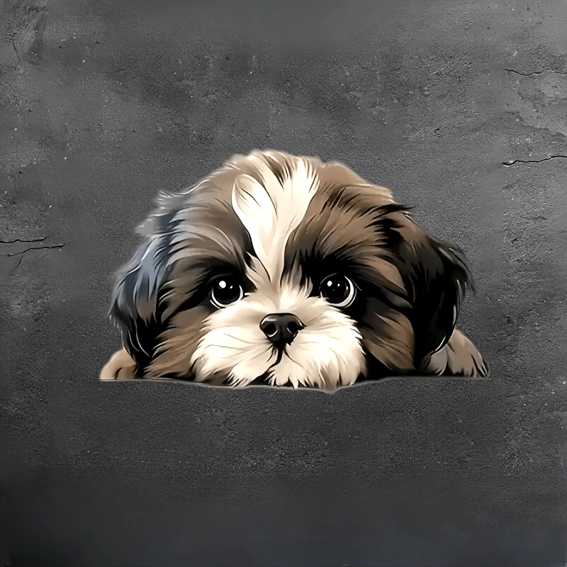 

Peeking Shih Tzu Puppy Decal for Car Window, Truck, Laptop, Wall - Cartoon Vinyl Ceramic Surfaces - Left Side Placement