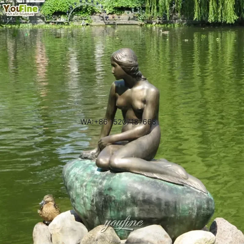 Wmwmnu for Beautiful Life Size Metal Animal Sculpture Bronze Mermaid Statue for Outdoor Decoration
