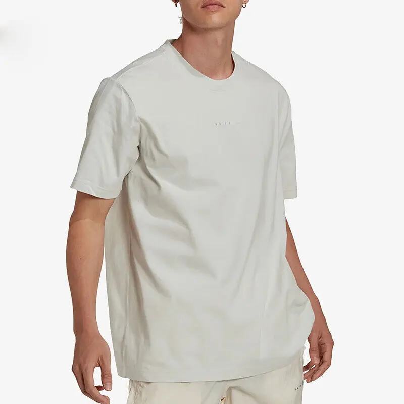 Adidas Men's Light Beige Short - Sleeve T - Shirt with Subtle Brand Logo for Casual and Sports Wear