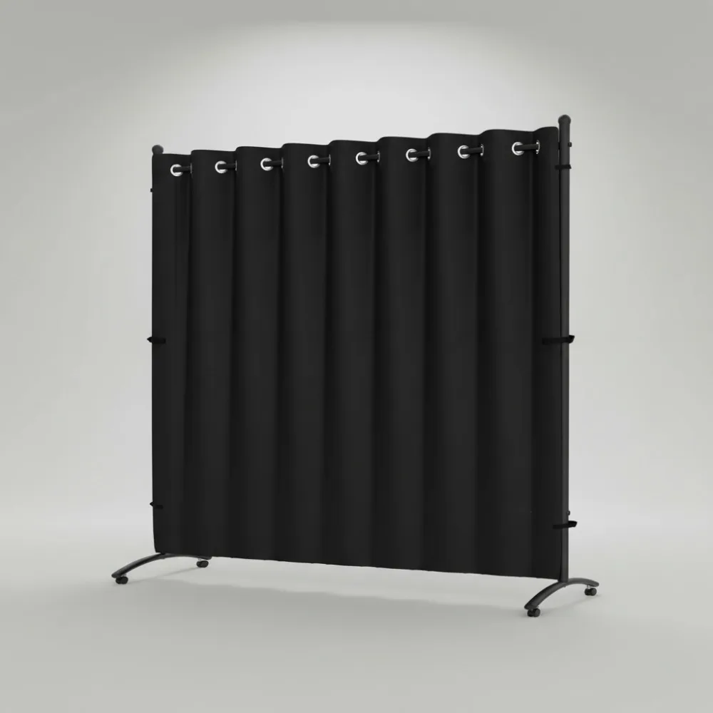 6FT Portable Room Divider with 360° Lockable Wheels, Curtain Privacy Screen for Bedroom Office Partition