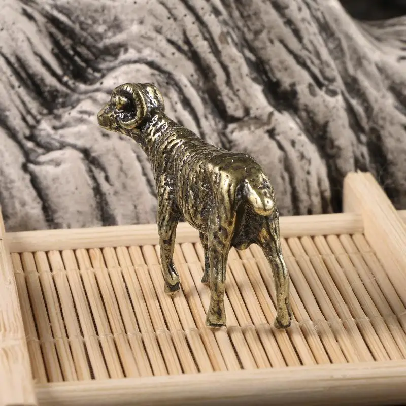 Antike Messing-Antilopen-Statue, kleine Tischdekoration, Kupfer-Tierfiguren, Ziegen-Figuren, Briefbeschwerer, Heimdekoration – Detail 9