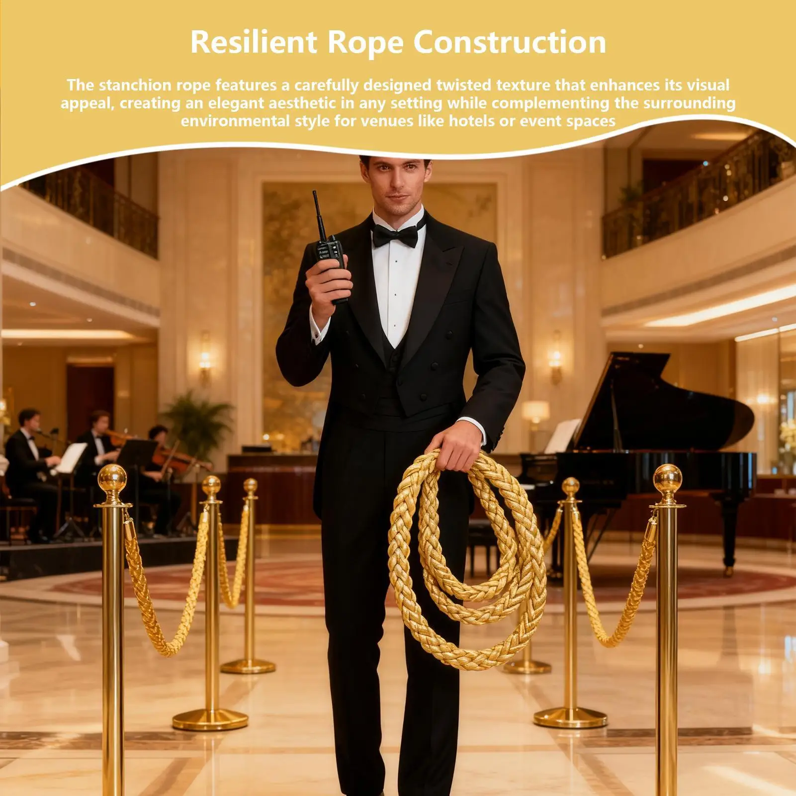 

Rope For Crowd Control 4.9ft Twisted Party Safety Supplies Safety Fence Rope For Security Personnel Retail Stores Hotel