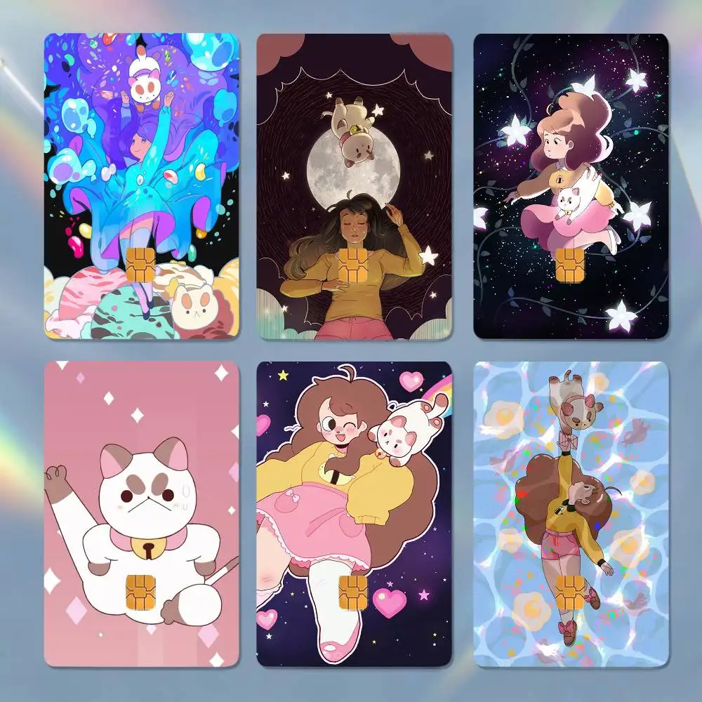Cartoon Bee and P-PuppyCat 4pcs 1Set HD Waterproof Card Skins Protective Stickers for Credit Bank Game Cards