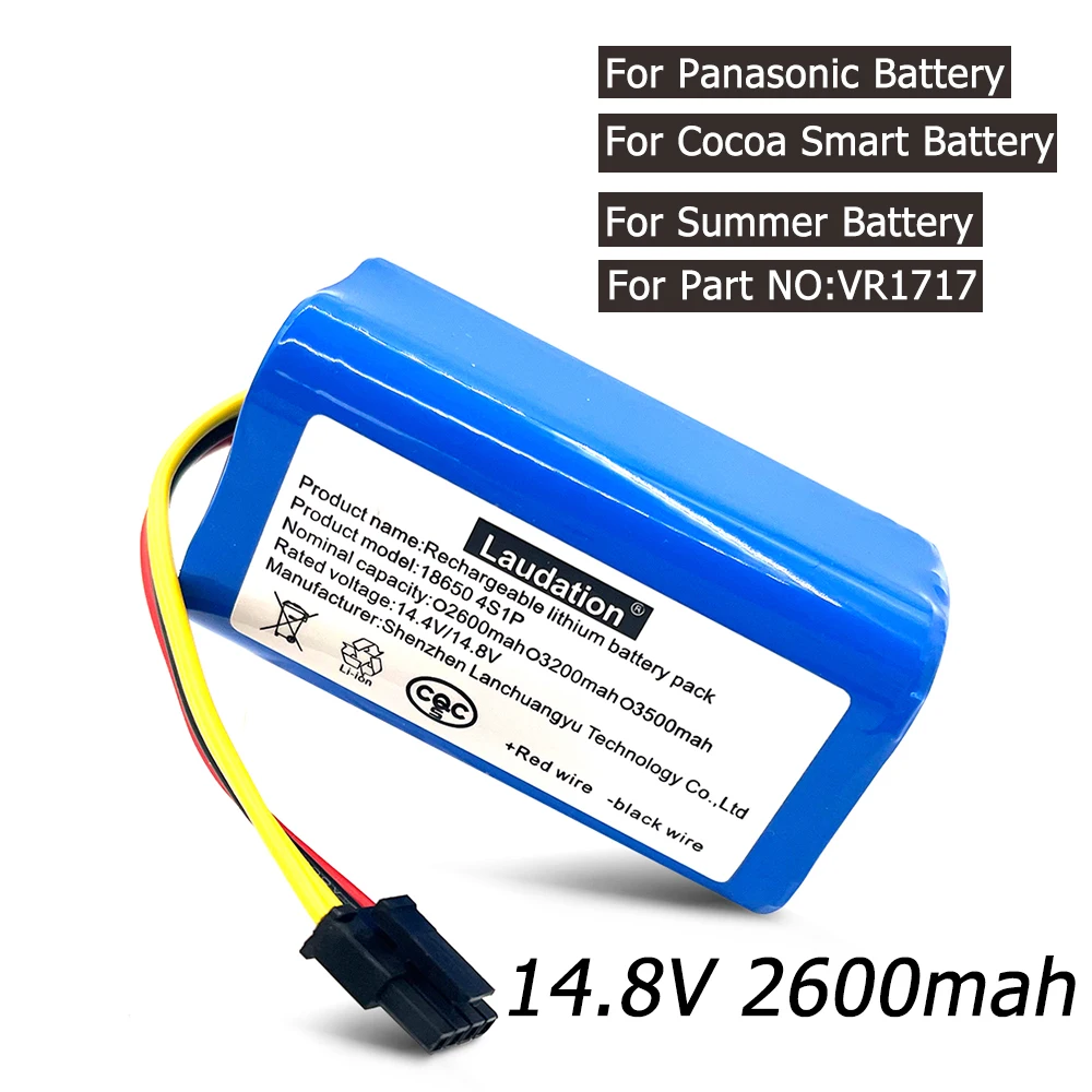 

New 14.8V 2600mAh Battery For Proscenic Cocoa Smart 780T,790T,Summer P1S P2S,Jazz,Kaka Robot Vacuum Cleaner Rechargeable VR1717