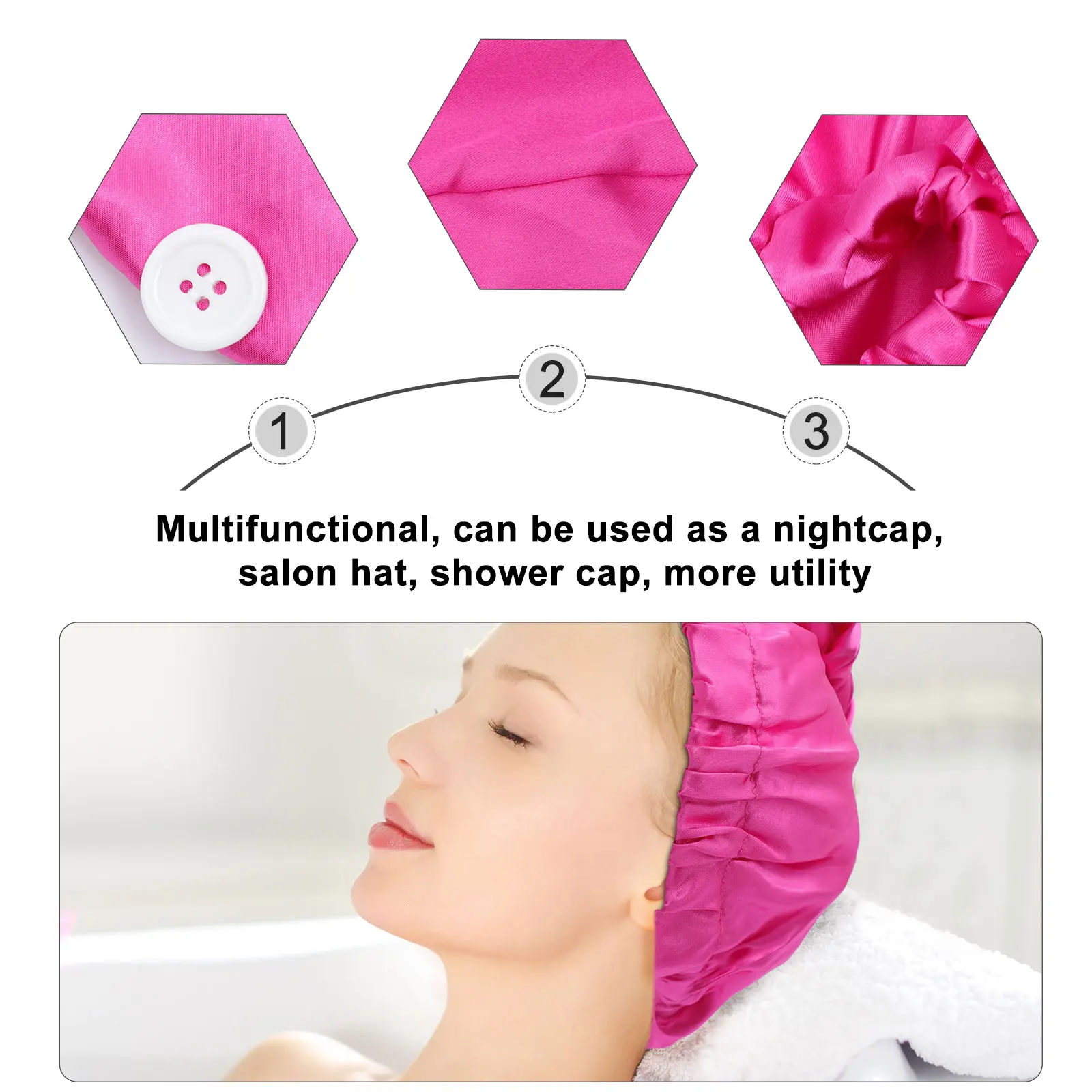 

Elastic Satin Sleep Cap for Women Long Hair Curly Bonnet Large Size Travel Business Trip Hair Protection Bath Hat