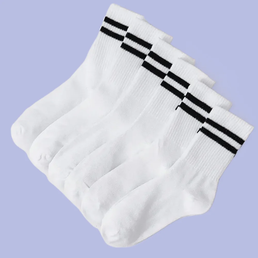 3/6/12 Pairs 2024 Women's Mid-Tube Socks Solid Colour Breathable Sport Socks Sweat Absorbent Man And Women's High Quality Socks