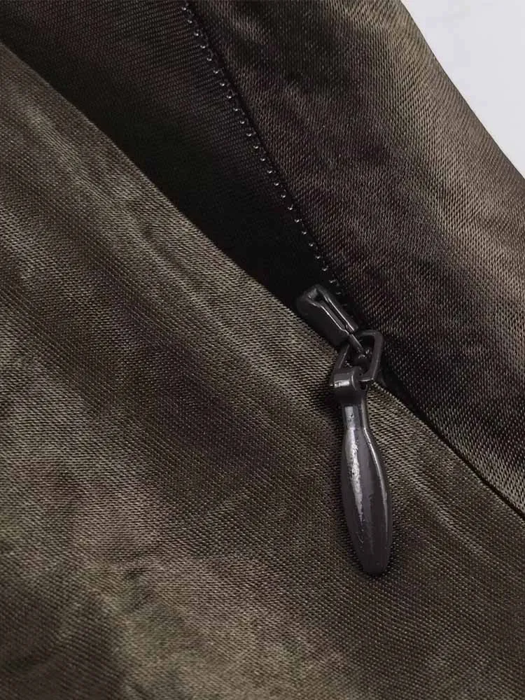 European and American style winter new fashion women's clothing casual temperament simple versatile silk satin midi skirt