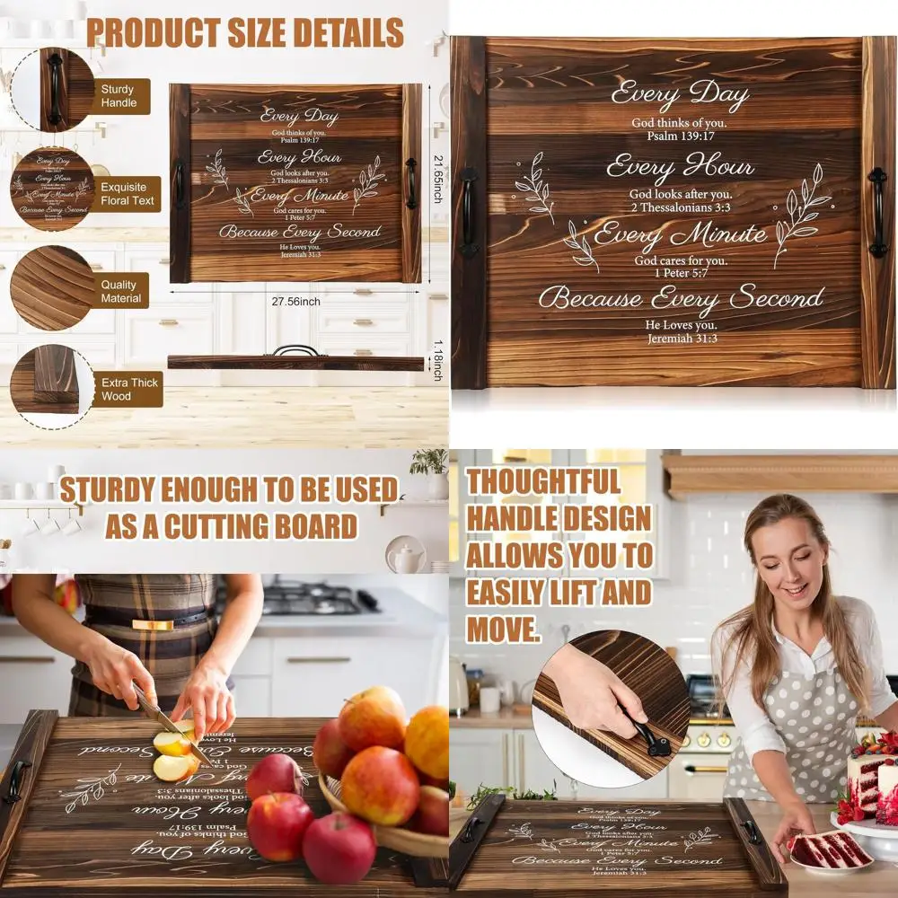 

Wooden Noodle Board with Handles, 27.5x21.6, Christian Style, Kitchen Sink Cover for Gas/Electric Stoves