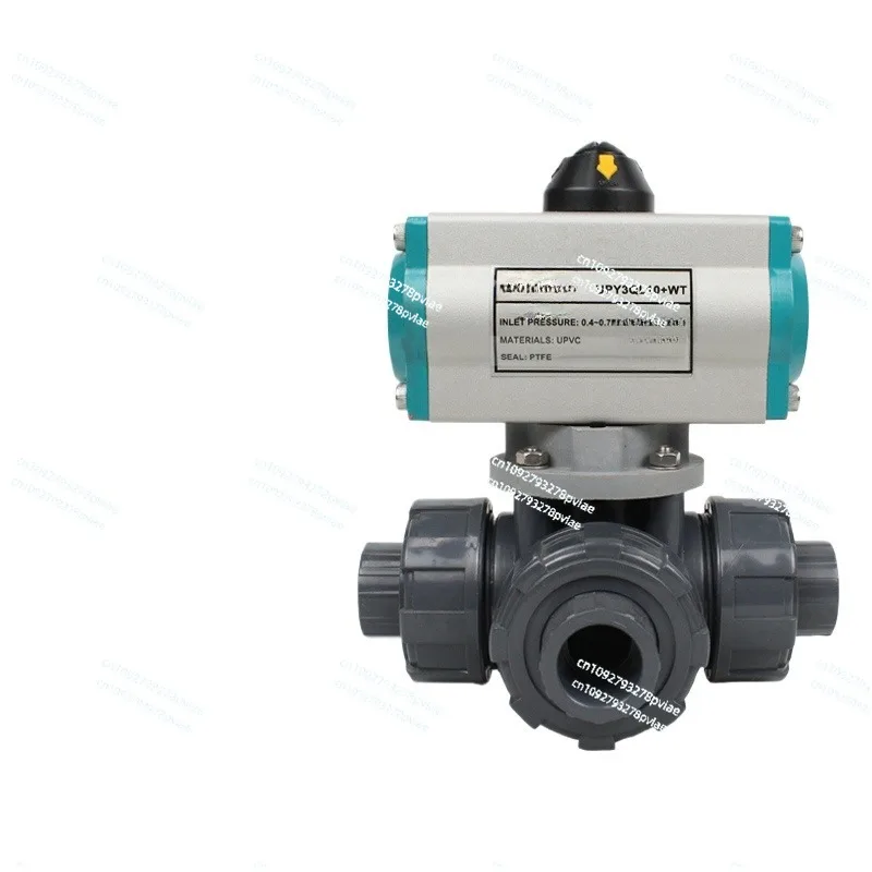 Pneumatic Three-way Ball Valve Plastic T-type L-type Reversing Valve Double-by-order Live Connection Three-way Ball Valve Dn50