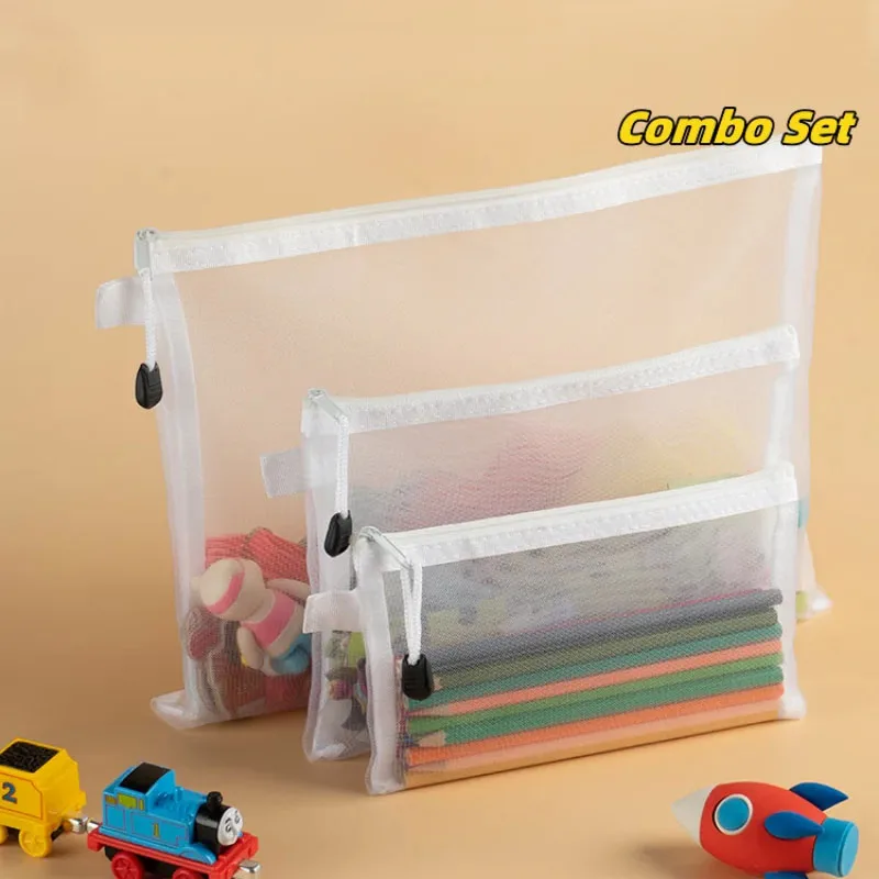 Bag  Mesh Zipper File Moisture-proof Zipper Folder Toy Storage Bag Storage Tools Cosmetic Organization Bag Pencil case