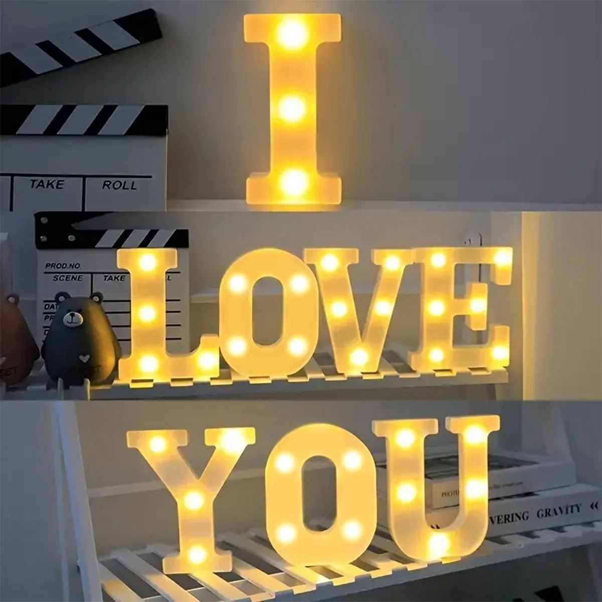 1 pz bianco decorativo Led illumina 6.3 ''numero lettere segno luci notturne tendone per la casa festa di nozze compleanno decorazioni natalizie