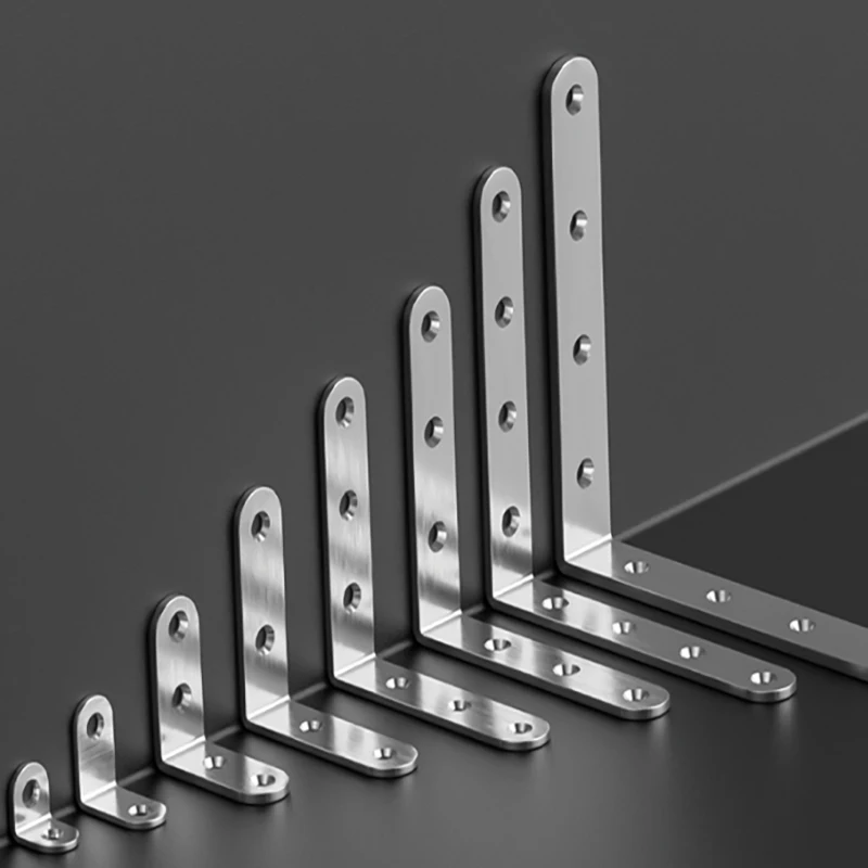 

L-Shaped Stainless Steel Corner Code Furniture Fixator 90Degree Right Angle Bracket Furniture Bed Frame Cabinet Connector