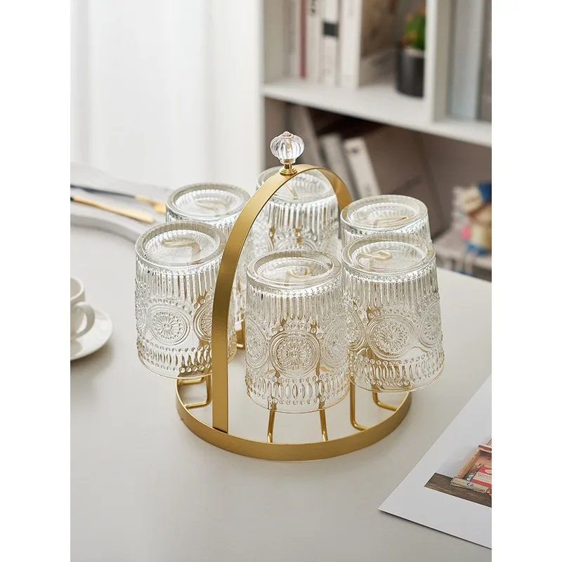 1 Countertop Cup Organizer With Drain Tray For Living Room Wine Glass Stemware Rack Inverted Hanging Holder Space Savin