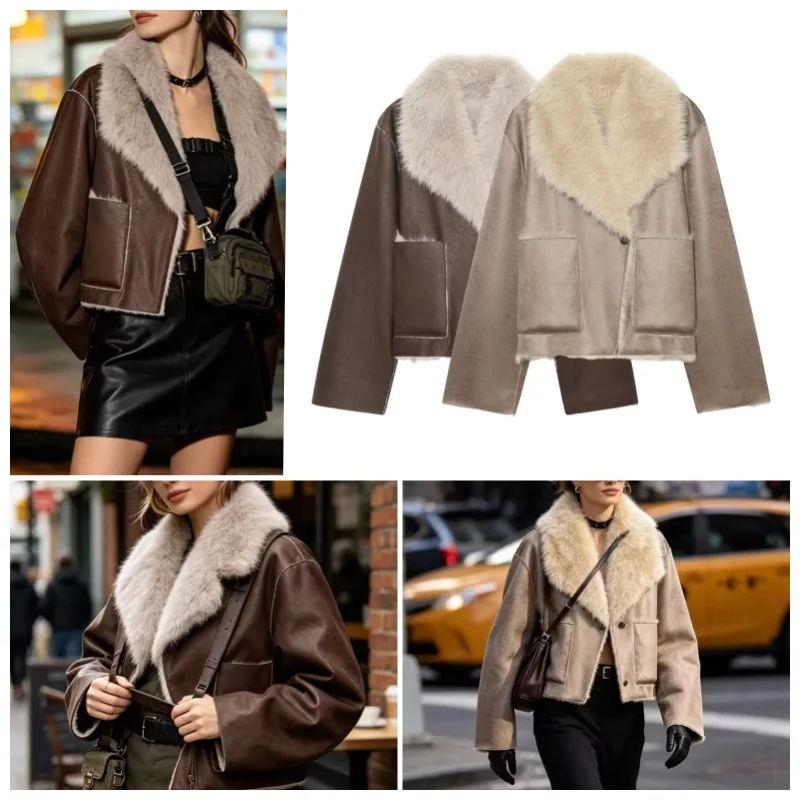 Guobioziy 2026 Women's New Reversible Faux Fur Mid-Length Coat Fashionable and Versatile Elegant and Chic Casual and Simple