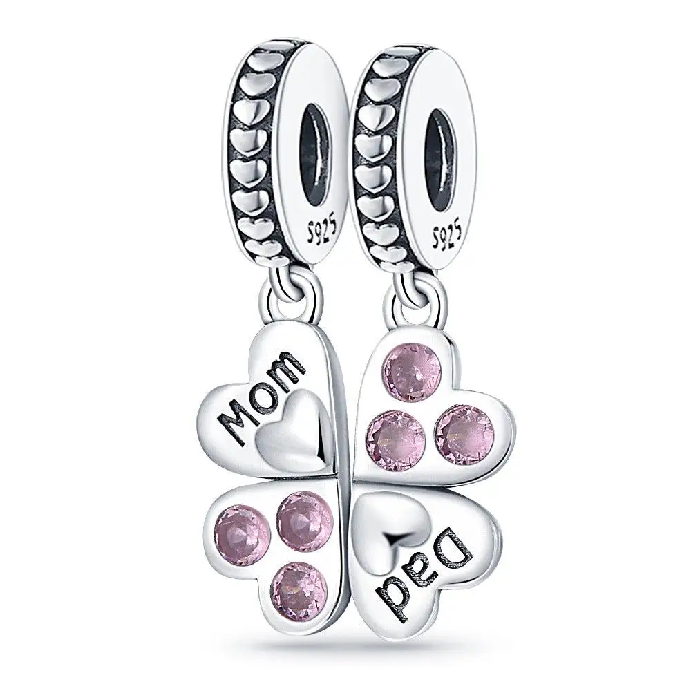 New Fashion 925 Sterling Silver Mother's Day Mom Daughter DIY Fine Beads Fit Original Pendant Women Bracelet Accessories Gift image 3