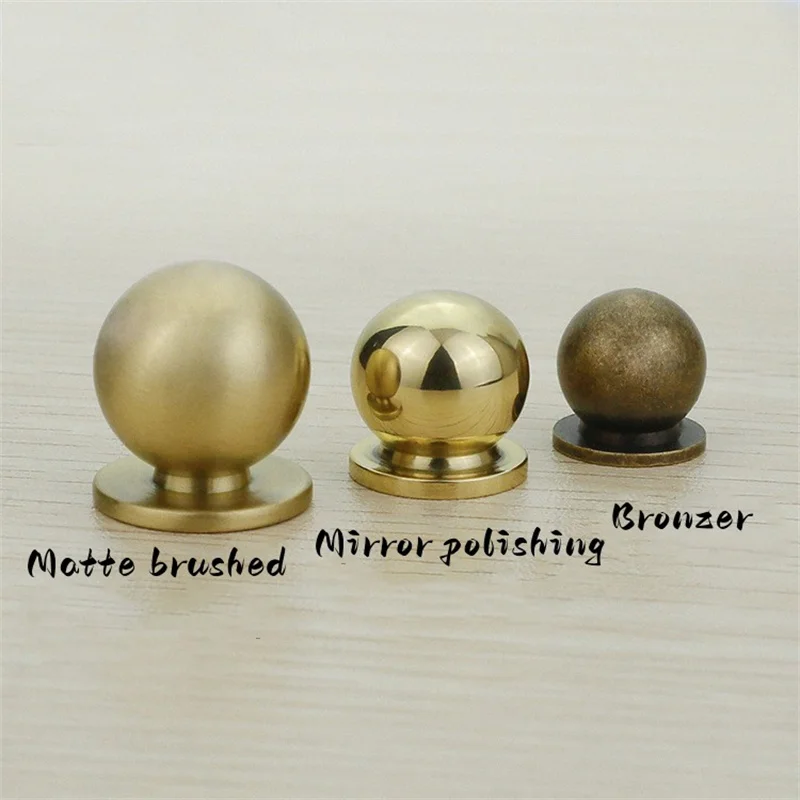 Solid Brass Handle kitchen Cabinet Handles Ball Handle Wardrobe Door Handles Cabinet Spherical Single-Hole Simple Small Knobs