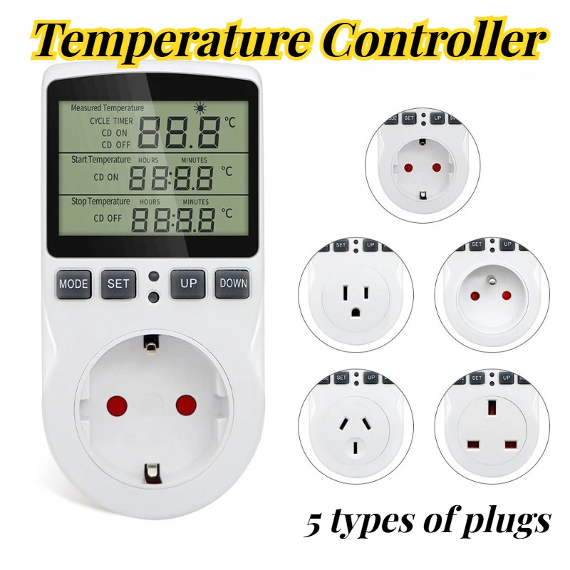 

Intelligent Digital Temperature Controller Constant Temperature Timer Switch Temperature Control Socket Electric Power Detector