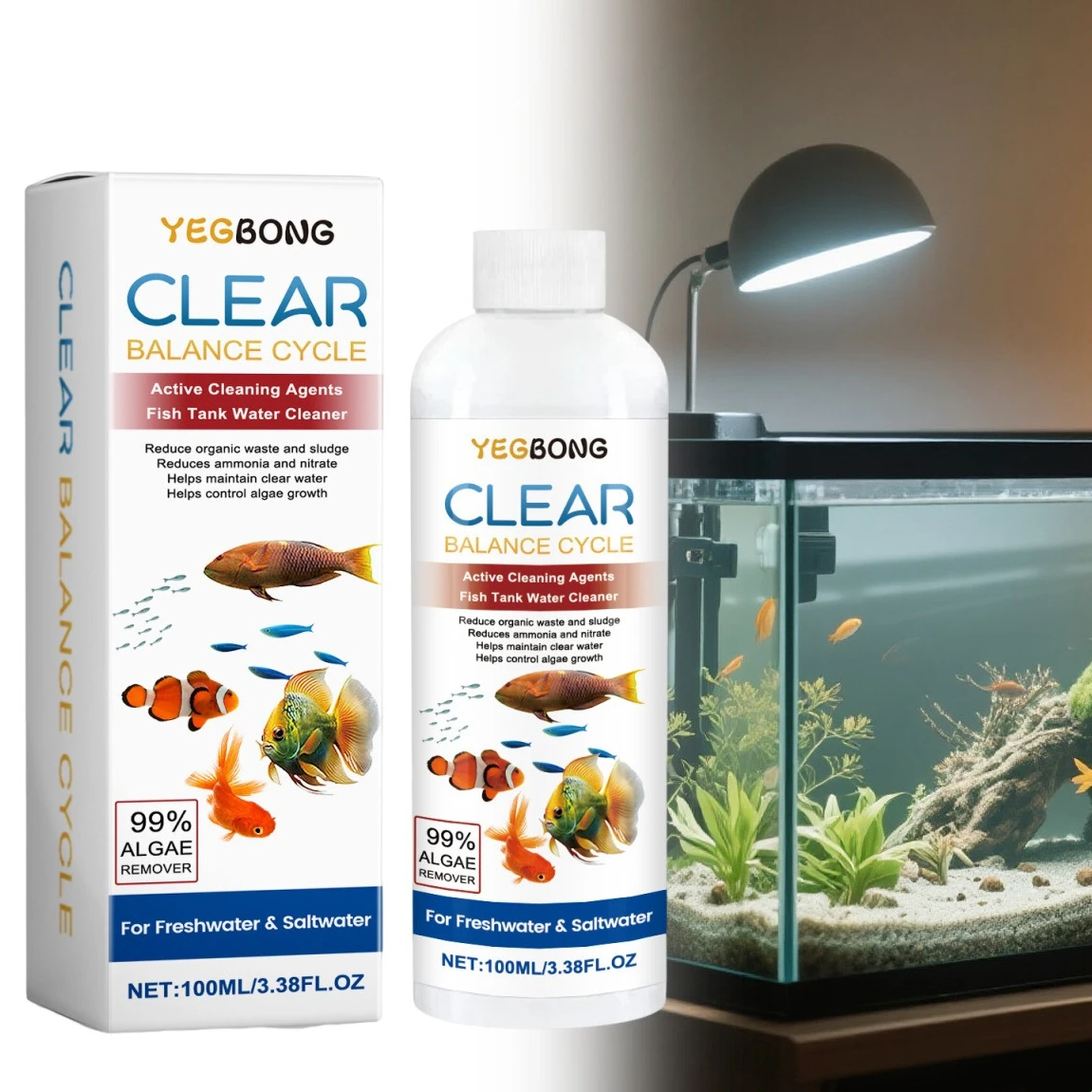 

Powerful Aquarium Water Purifier Fish Tank Stain Cleaner Control Green Algae Restore Water Clarity Efficient Safe Treatment