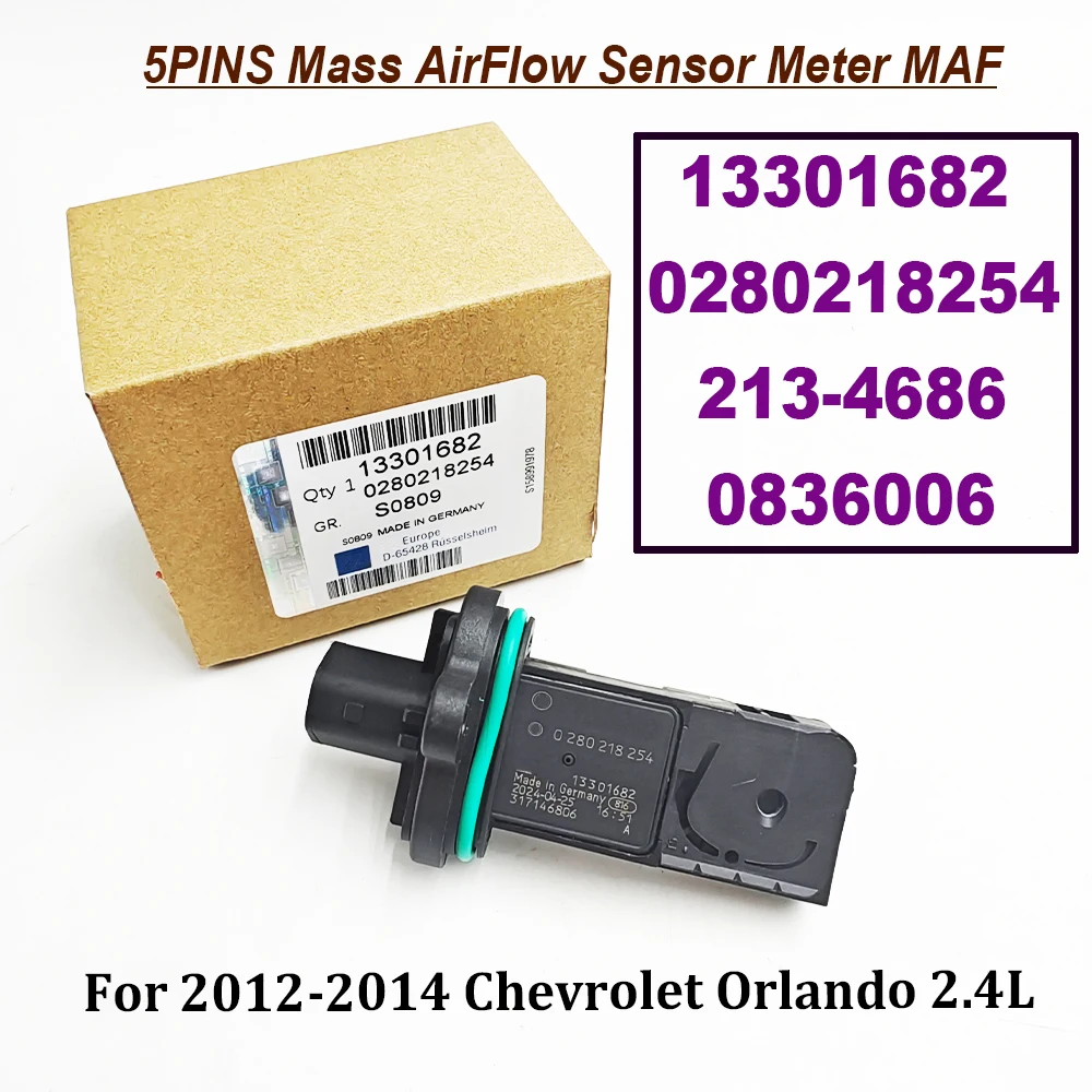 

13301682 0280218254 MAF Air Mass Flow Meter Sensor 0836006 213-4686 20895955 For 2014-2016 Cadillac ELR Base 12671616 92196278