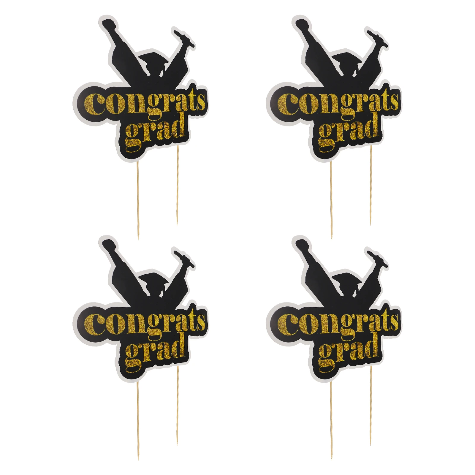 

4 Pcs Cake Toppers Graduation Picks Beautiful Decorations Paper Theme Assorted Colors Party Supplies Safe Quality