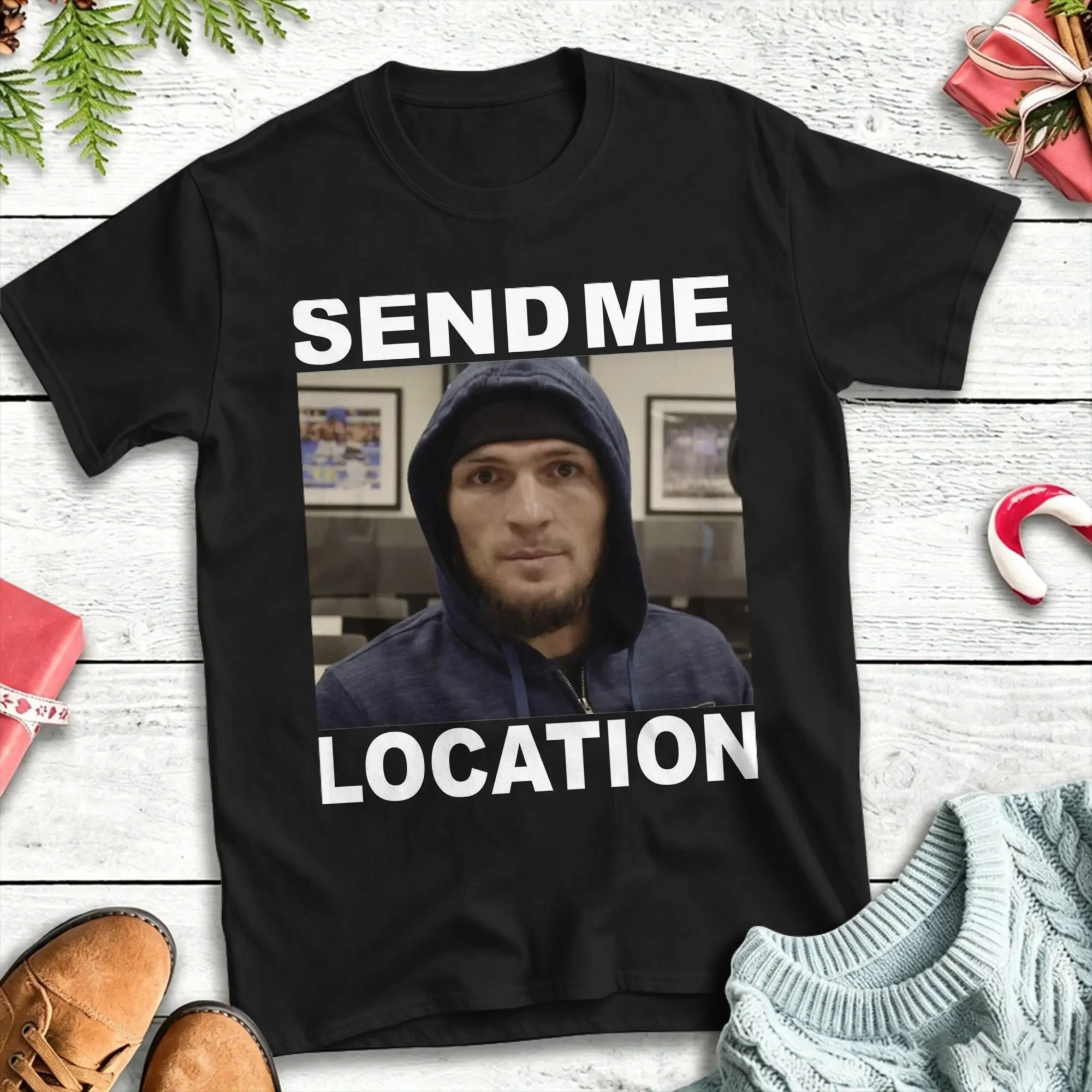 Khabib Send Me Location T Shirt Summer  Y2K Basic T-Shirts Cotton Harajuku Tshirt For Man Casual Clothes