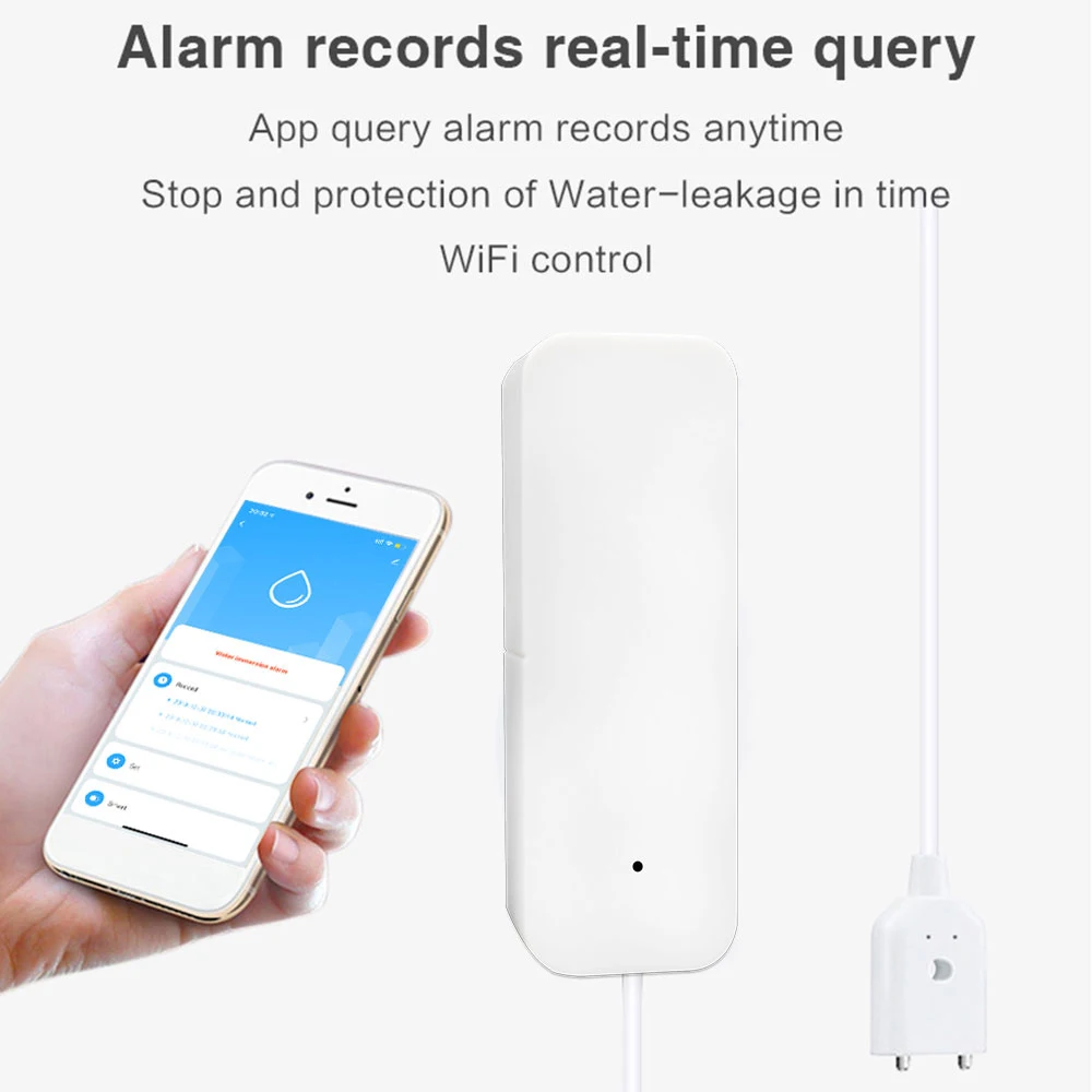 Tuya WiFi Smart Water Leak Sensor Water Overflow Level Detector Security Sound Alarm System Flood Leakage Sensor Remote Monitor