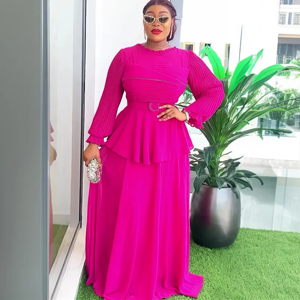 Plus Size African Party Dresses for Women 2025 New Fashion Dashiki Ankara Chiffon Wedding Gowns Elegant Turkey Muslim Maxi Dress