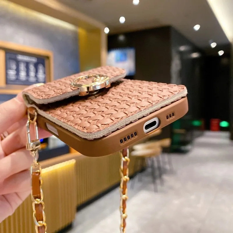 Wallet Case for Samsung Galaxy S24 Ultra S23 FE S20 S21 S22 Plus Note 20 Card Crossbody Strap Lanyard Metal Leather Bag Cover