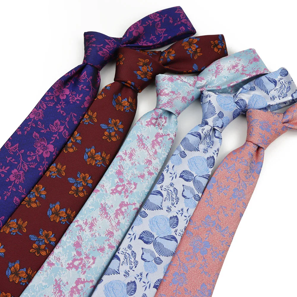 

Мужской повседневный галстук из полиэстера с цветочным принтом 6 см, красный, синий, зеленый, жаккардовый галстук с цветочным узором, аксессуар для делового костюма, подарки для свадебной вечеринки