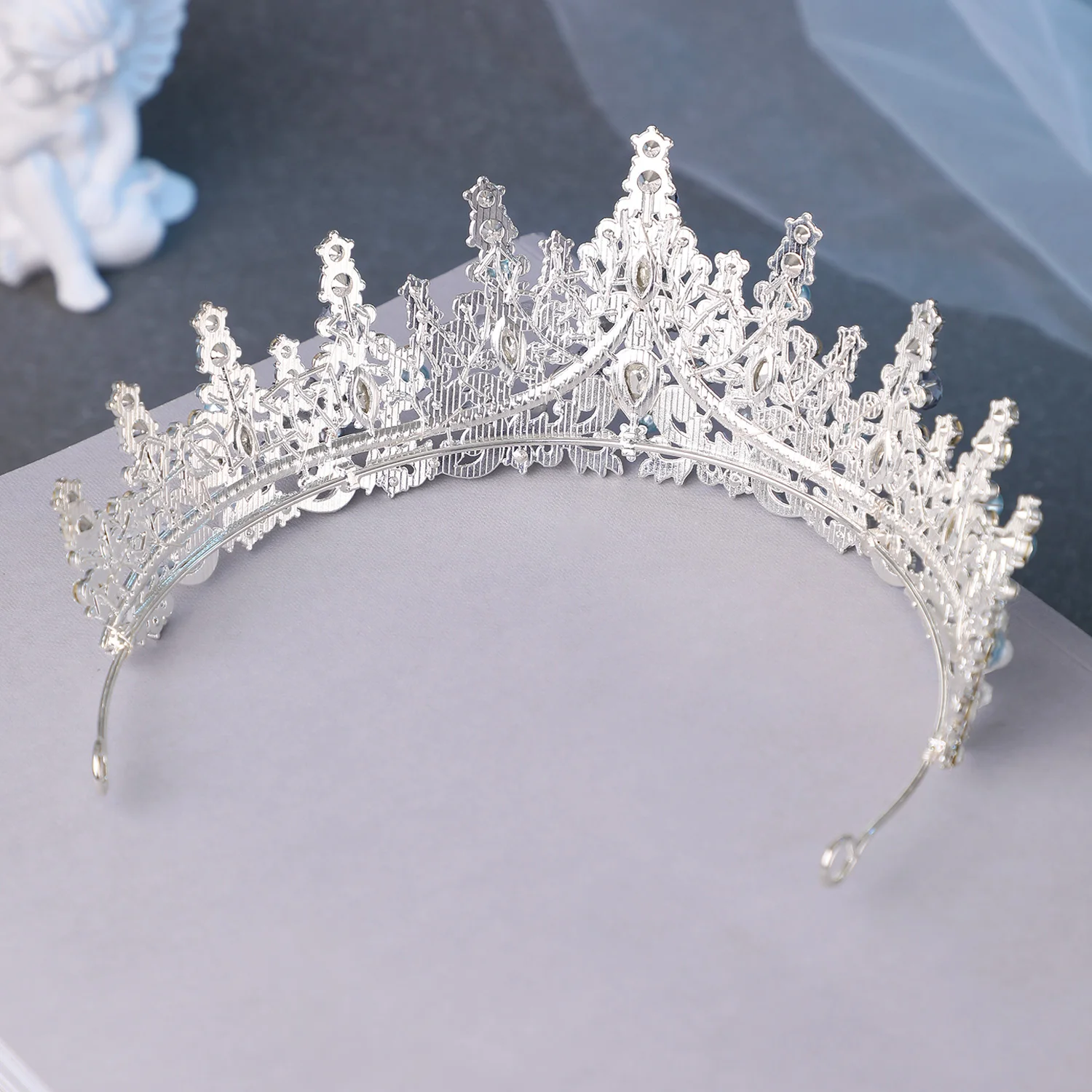 Handmade Crystal Rhinestone Tiaras And Crowns For Bride Women Stars Flowers Wedding Hair Accessories Head Jewelry