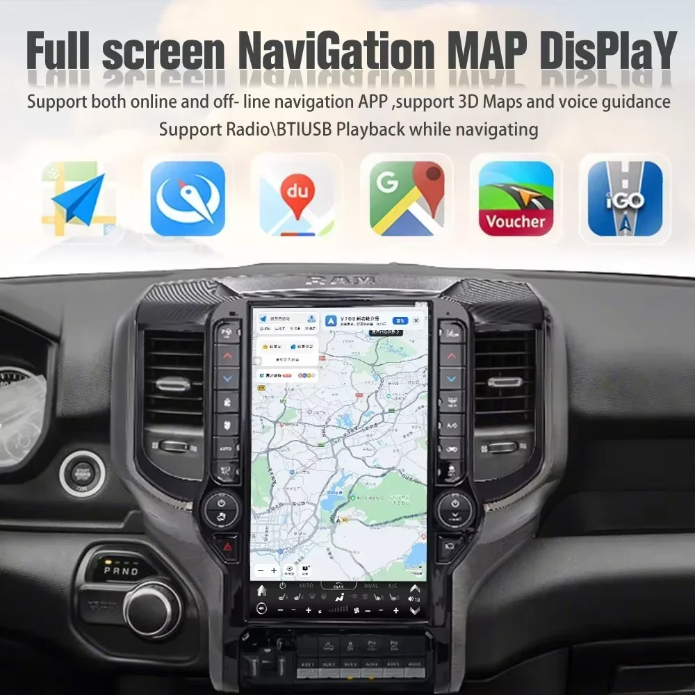 13.6 بوصة أندرويد 13 راديو السيارة ل دودج رام 1500 2500 3500 2019 - 2022 الوسائط المتعددة السيارات مشغل استريو شاشة تعمل باللمس GPS رئيس وحدة