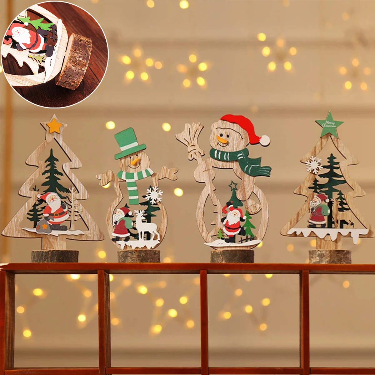 

Wooden Christmas Tree/Snowman Decoration DIY Wood Crafts Xmas Ornaments for Navidad Party Home Table Decorations New Year 2025