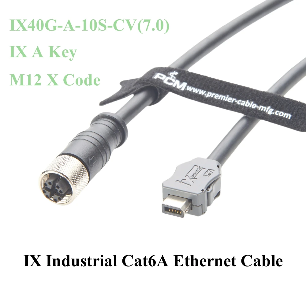 IX40G-A-10S-CV(7.0) IX A Key to M12 X Code Female Cable IX Industrial Cat6A Ethernet Double Shielded SFTP for Industrial Switch