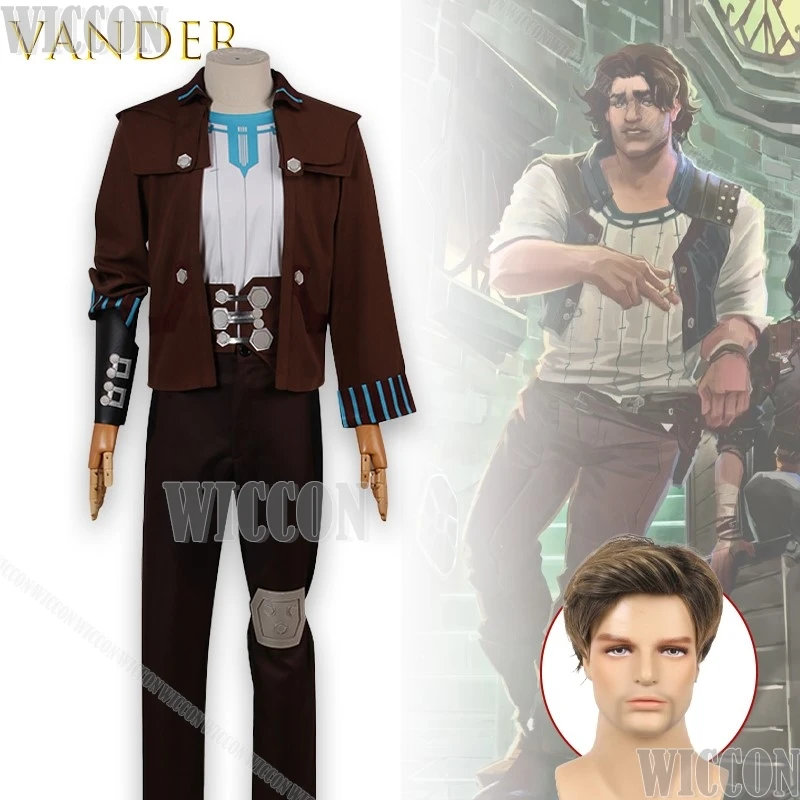Juego Arcane Vander disfraz de Cosplay uniforme trajes traje de Halloween chaqueta camisa pantalones conjunto completo hombres traje de Carnaval traje de juego de rol ‌