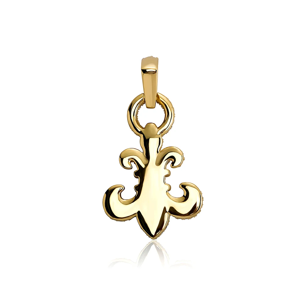 TOPGRILLZ New FLEUR-DE-LIS Pendant Necklace Full Iced Micro Pave Cubic Zirconia Hip Hop Punk Couple Jewelry For Party Gift