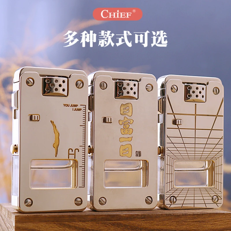 2027 Chief  Kerosen e Lighter Creative Transparent Oil Compartment Can Be Automatic Ignition Men's Gift Lighters Wholesale