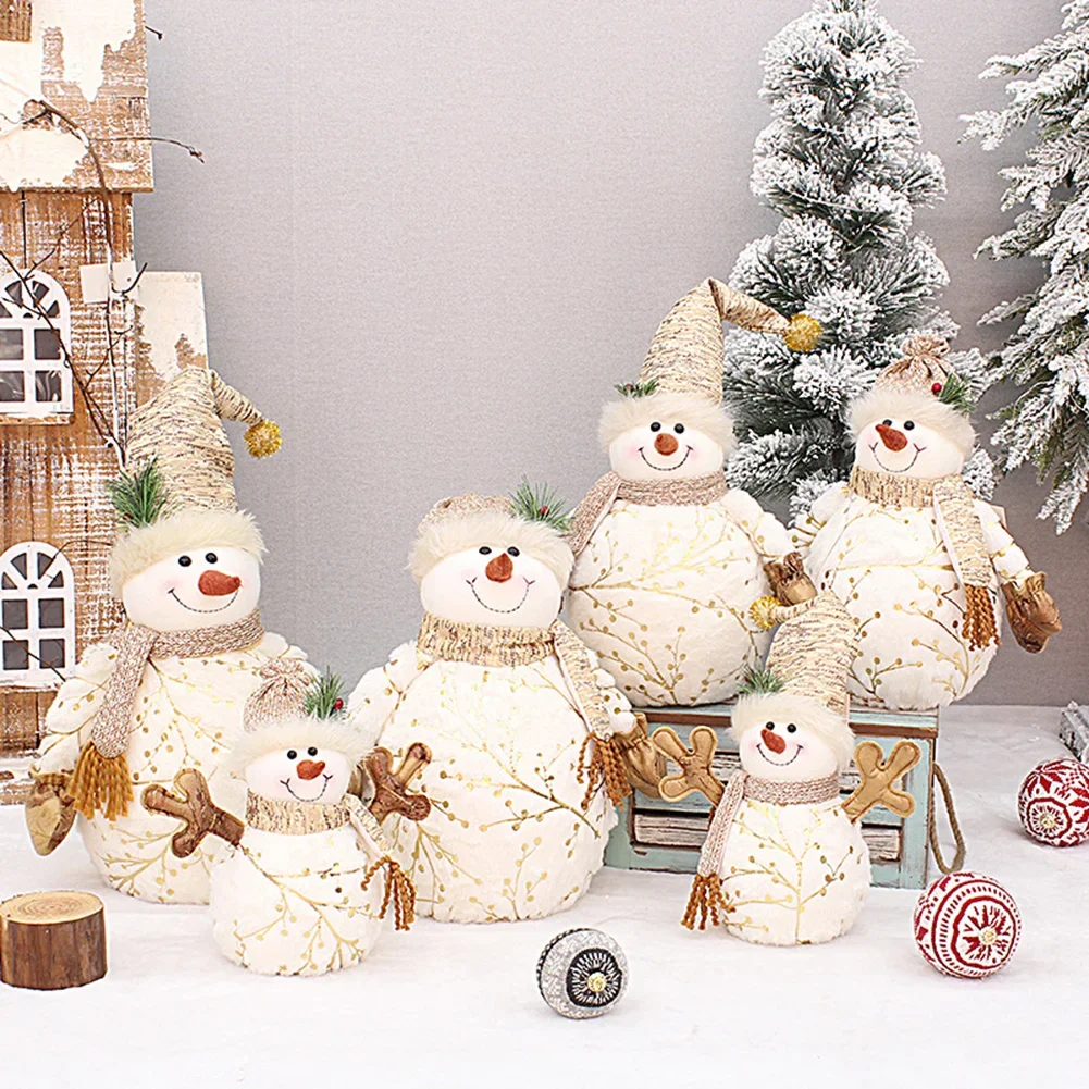 Christmas Dolls 22/26/30cm Big Size Decoration Short Plush Printe Santa Claus Snowman Doll for Christmas Tree Ornaments Figurine