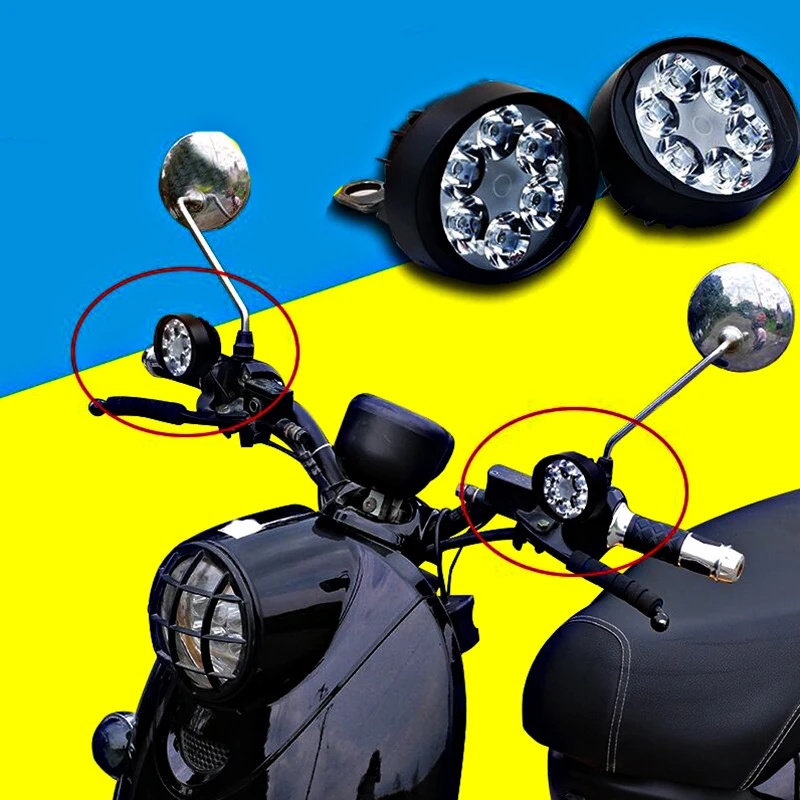 

6 LED Motorcycle Spotlights High Brightness Auxiliary Headlight Scooters Ebike Waterproof Modified Light Bulb