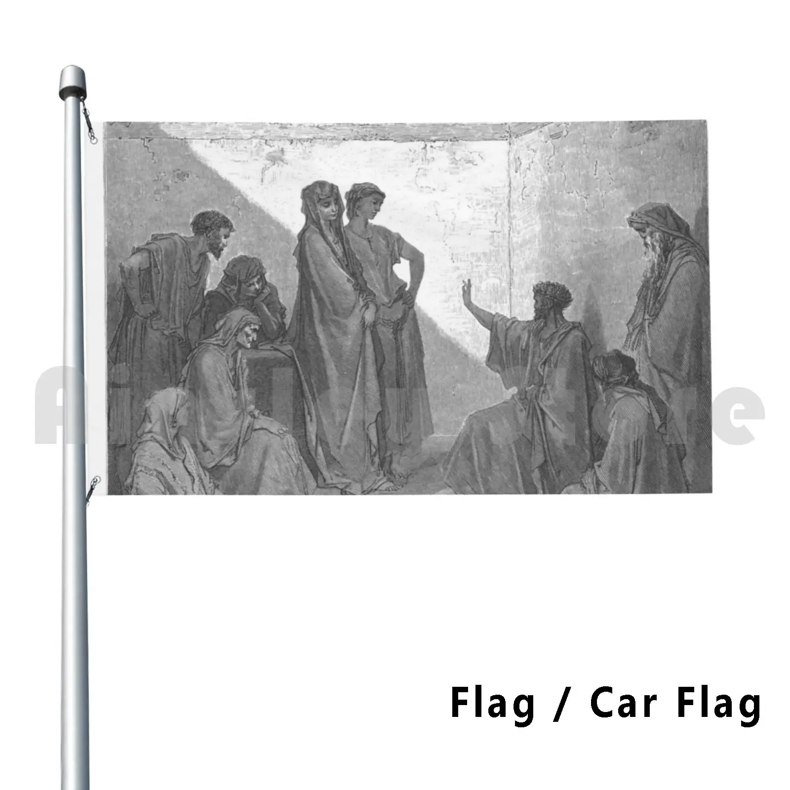 Flag Car Flag St. Peter In The House Of Cornelius [ Acts 10 : 28 ] From The Book 'bible Gallery' Illustrated By Gustave Dore