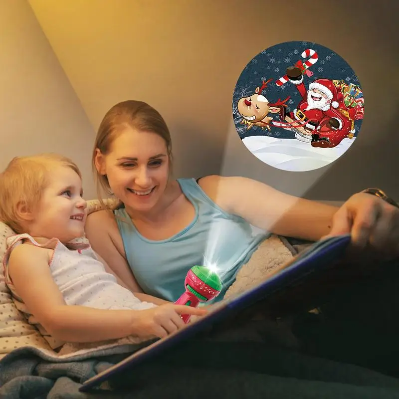 Christmas Flashlight Projector Early Education Projector Toy 24 Christmas Patterns Flashlight Projector Bedtime Cognition Fun