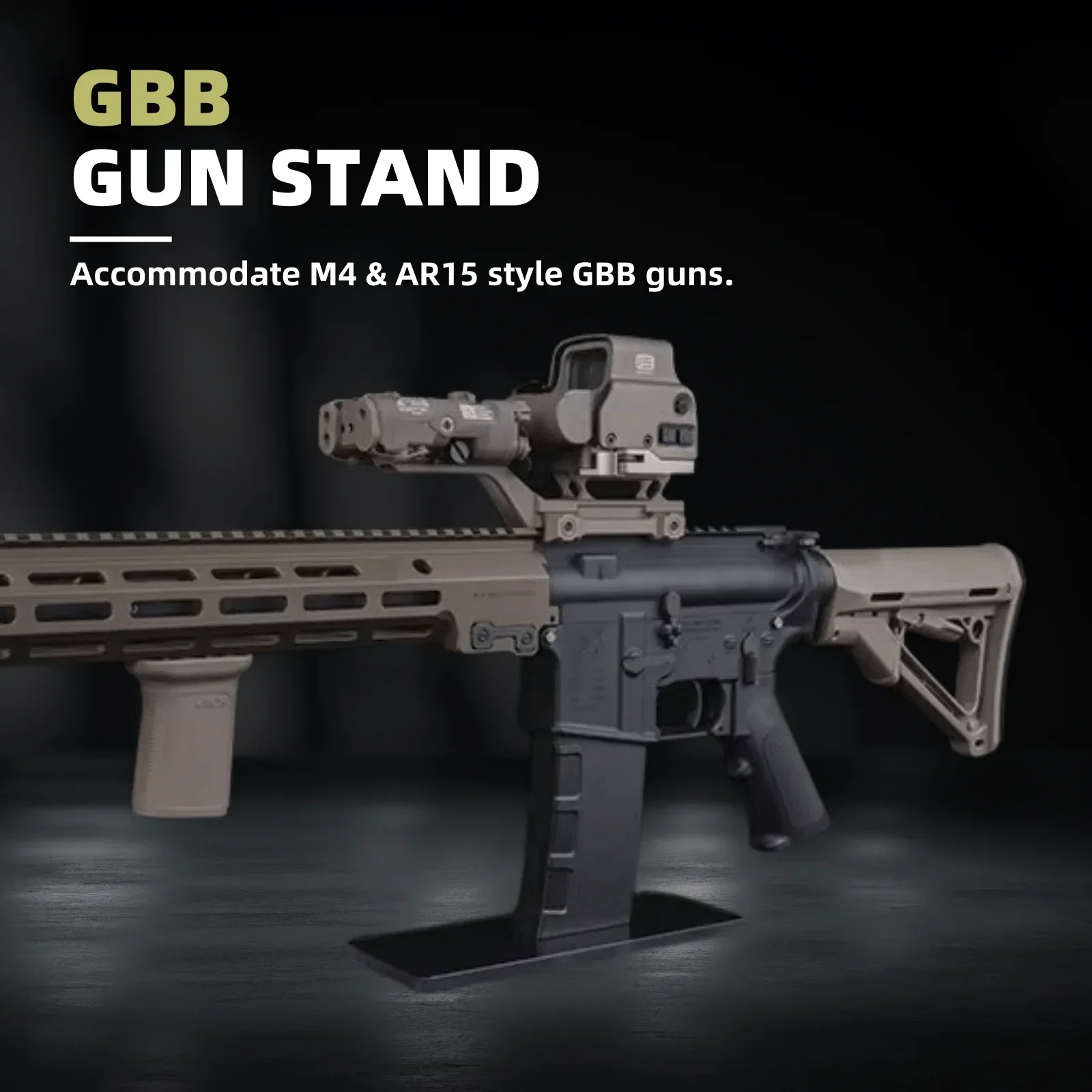 Display Stand AR 15 Style For M4 And AR15 (GBB) , ABS Decorative Magazine Glass Base Rifle Stand For Hunting Airsoft Accessories