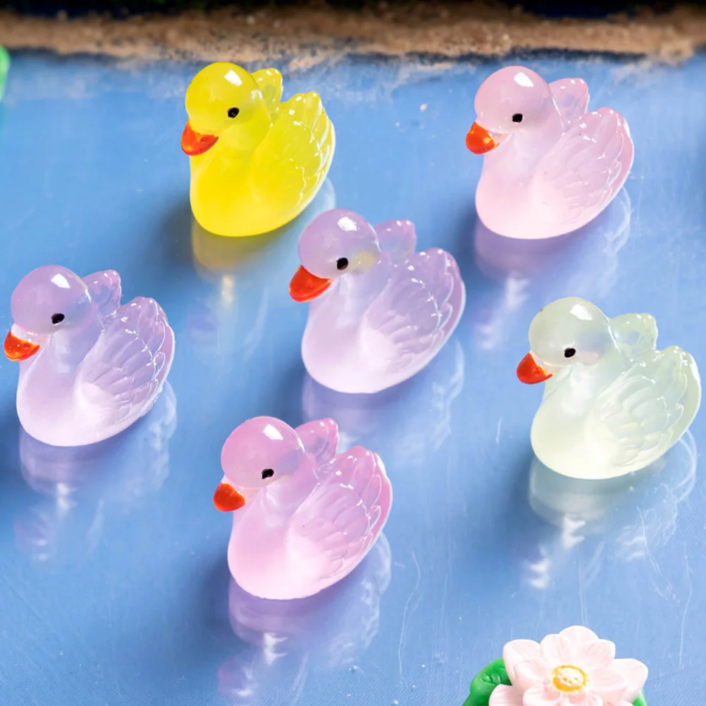 

12Pcs Luminous Swan Resin Miniature Animals Micro Landscape Decoration Tiny Figures Dollhouse Dollhouse Miniatures