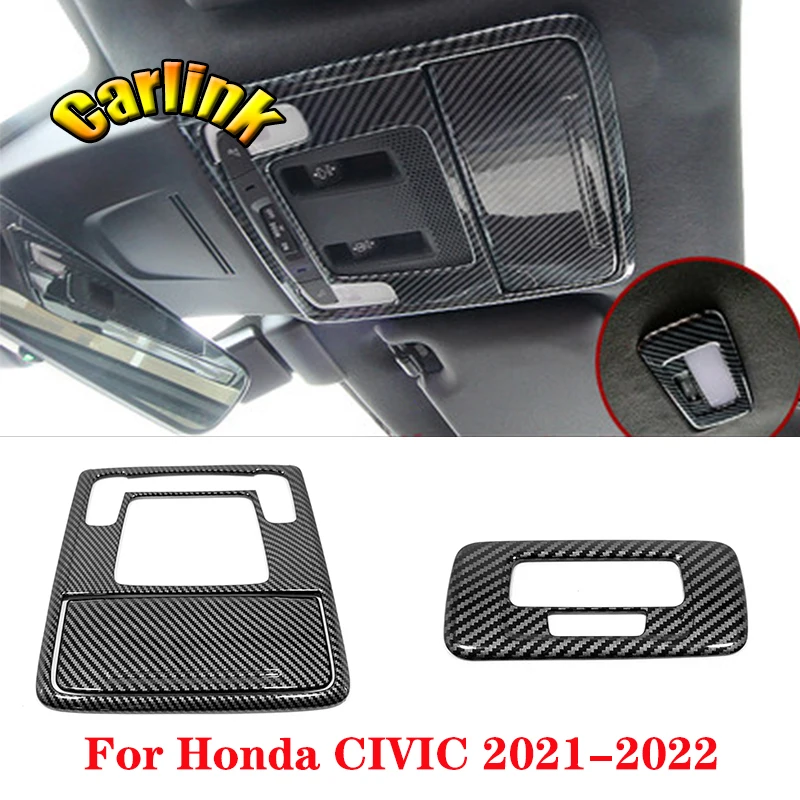 

For Honda Civic 11th Gen 2021 2022 ABS Carbon CarFront/rear roof lampshade reading lamp trim frame sticker interior accessories