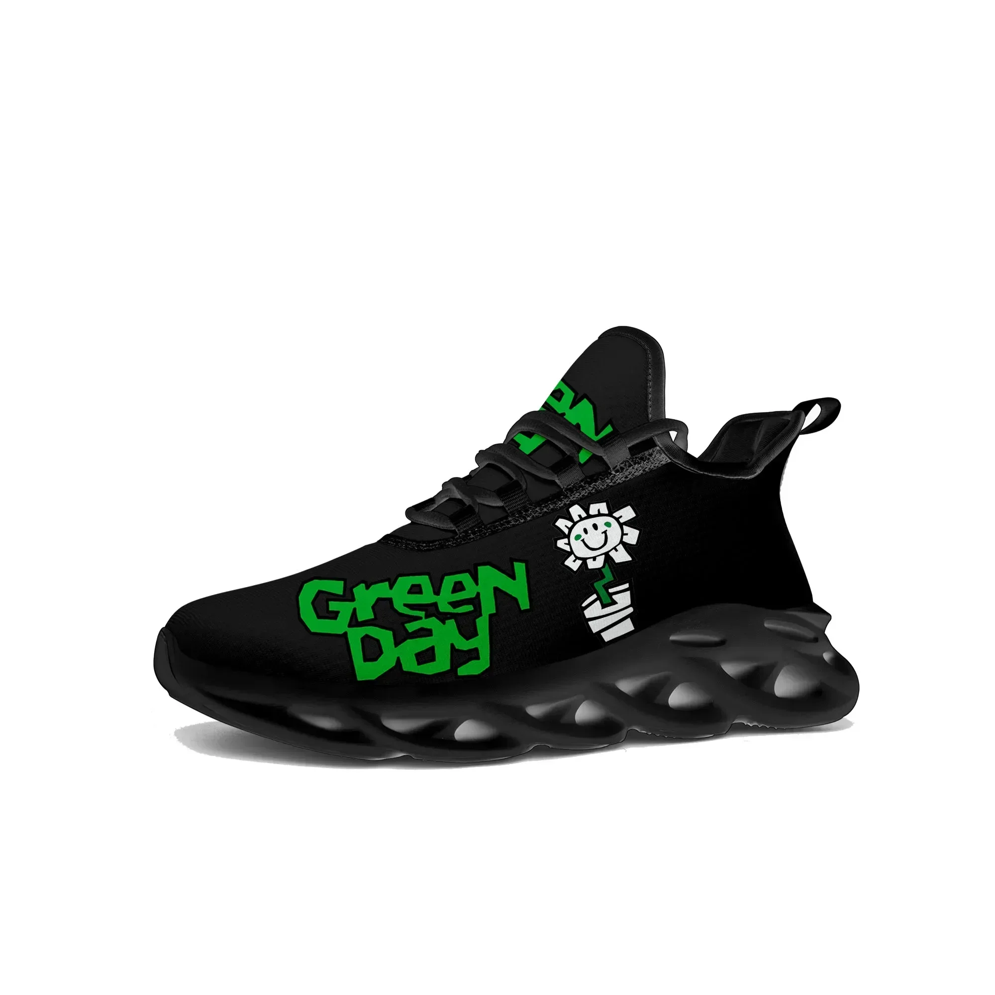 Green Day Flat Sneakers para homens e mulheres, Tênis Esportivos, Banda de Rock, Lace Up, Calçado de Malha, Custom Made, Boa Qualidade